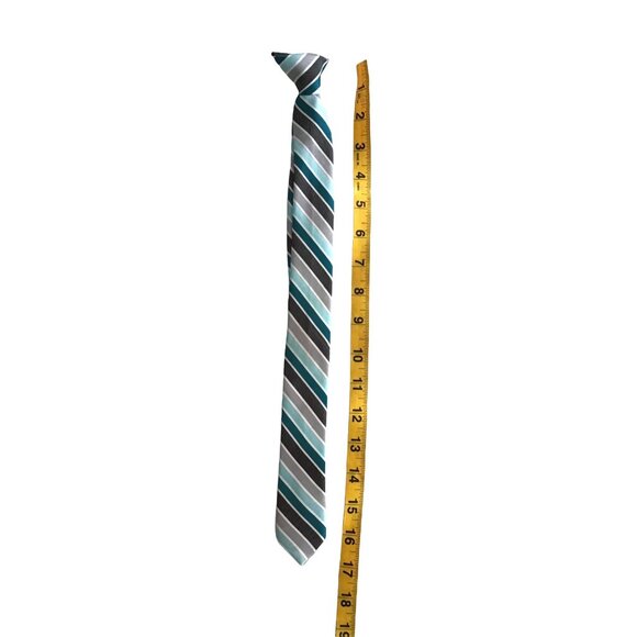 Mens Striped Tie Blue Gray & Black Polyester Blend - Picture 3 of 3